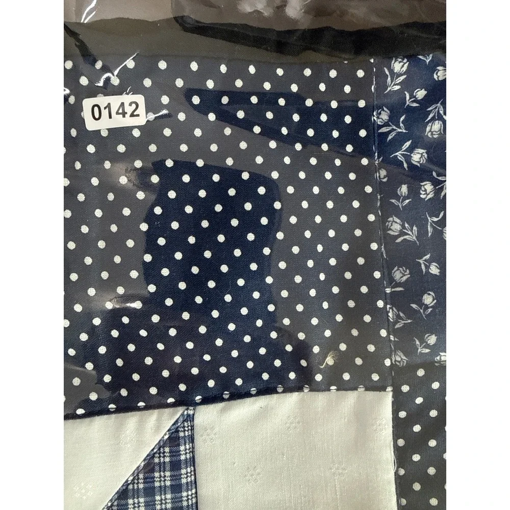 Handmade Quilted Wall Hanging Blue White Star Patchwork Table Topper 21x21